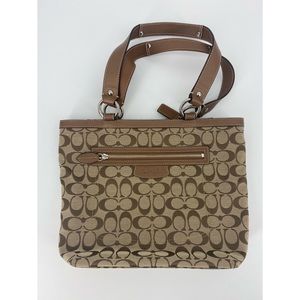 COACH Beige Tan Signature Gallery Tote Purse Handbag